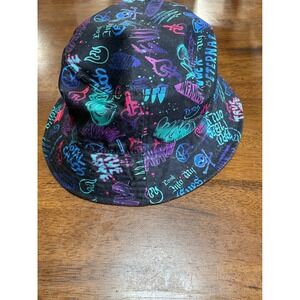 Disney Villains Graffiti Bucket Hat Neon Black Pink Purple Streetwear Cotton